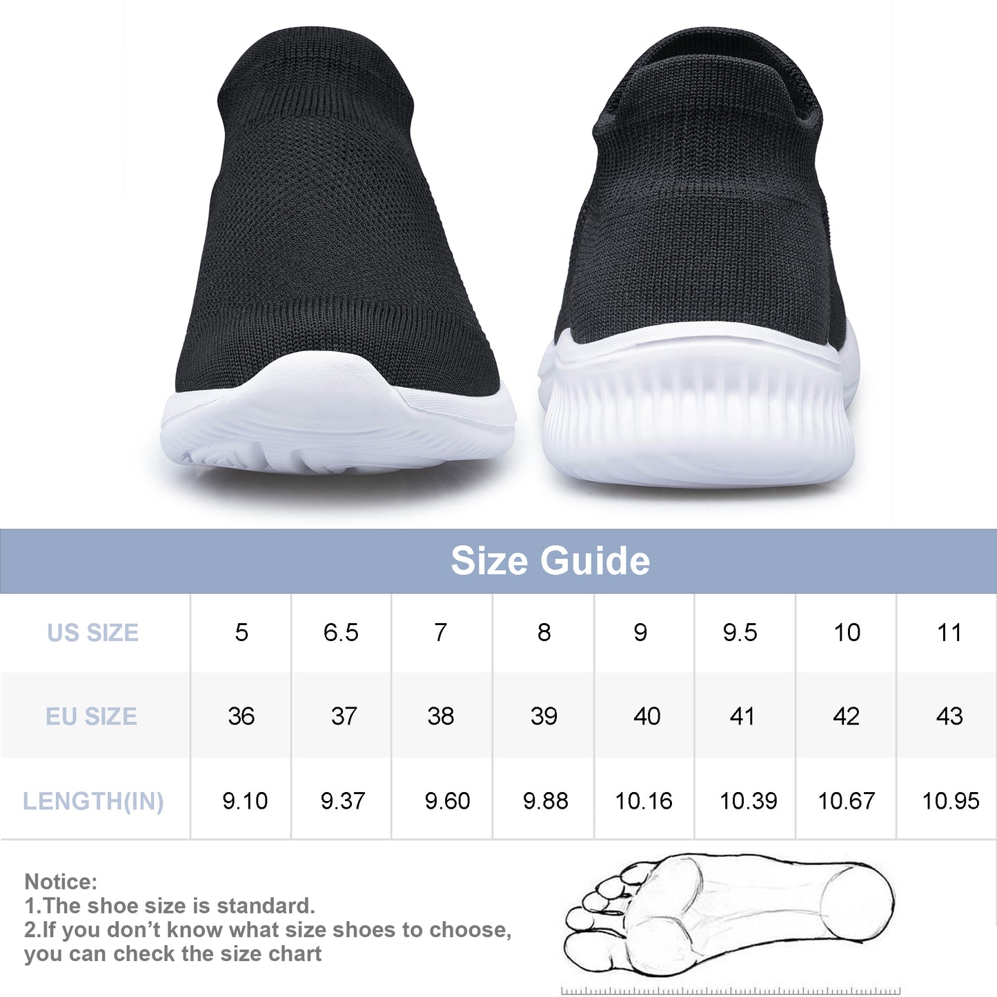 Women's Walking Shoes Sock Sneakers Slip on Work Shoes